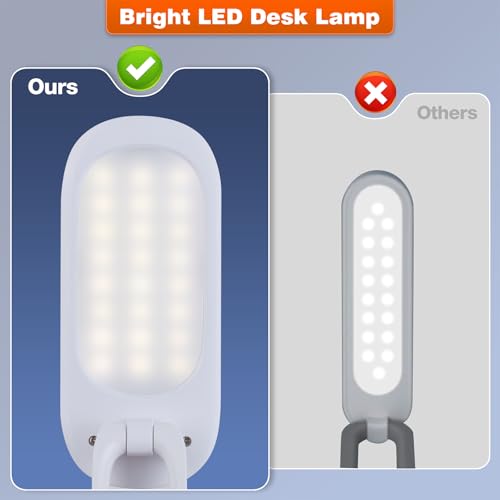 Foldable LED Desk Lamp, Rechargeable Battery Operated Portable Light with 3 Brightness Levels, 180° Adjustable Eye-Caring Mini Lamp for Home Office, Reading & Travel (White)
