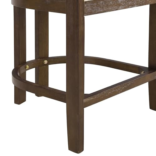 Christopher Knight Home Ryland Bar Table and Chairs Set of 2, 3 Piece Bar Table Set with Upholstered Counter Stool, Rubberwood Counter Height Dining Set for 2, Walnut+Beige