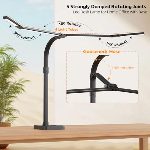 Office Home Desk Lamp,24W Super Bright Eye-Care Desk Lamp,Adjustable Gooseneck Office LED Task Light with Soft Non-Glare Lighting,Suitable for Studying,Reading (Black) (Plus) - size: Plus