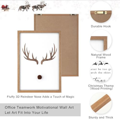 Faccito 8 Set Reindeer Christian Wall Art Framed, Wooden Decor | Religious Quotes Decor for Bedroom Office, Inspirational Scripture Wooden Art, Modern Framed Set for Home Classroom Work - style: Reindeer