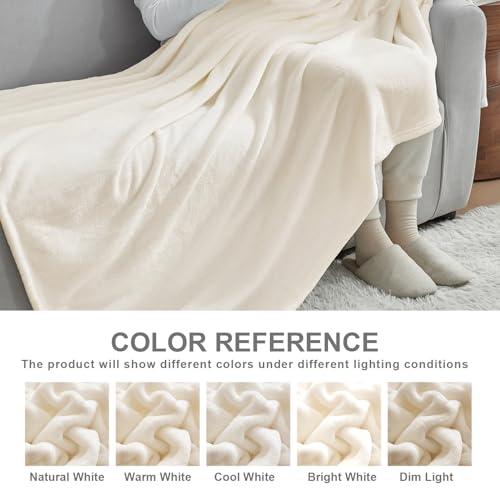 Hansleep Full Beige Fleece Blanket, Soft Flannel Bed Blanket | Fuzzy Cozy Blanket 84x90 Inches, Multi-use for Bed, Sofa, Couch, Travel, Camping, All Season Warm Lightweight Cover - color: Beige, size: Full (84x90 Inches)