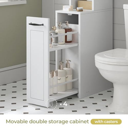 Over The Toilet Storage Cabinet with Pulley Small Bathroom Storage Cabinet, Space Saver W/Adjustable Shelf & Open Shelf for Bathroom, Restroom, Laundry (White) - color: White
