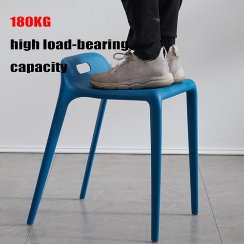 Plastic Stools - Nesting Stool -Stackable Modern Dining Chair 46cm Seat Height,Open Back,Save Space,Nordic Style（Set of 1）(Black) - color: Black