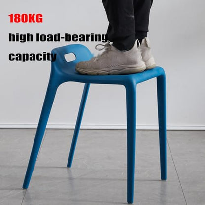 Plastic Stools - Nesting Stool -Stackable Modern Dining Chair 46cm Seat Height,Open Back,Save Space,Nordic Style（Set of 1）(Black) - color: Black