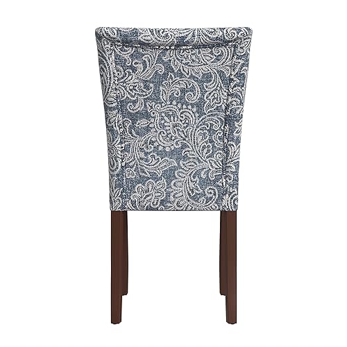 HomePop Classic Parsons Dining Chair -Denim Jacobean Print (Set of 2) - color: Denim Jacobean Print, style: Pack of 2