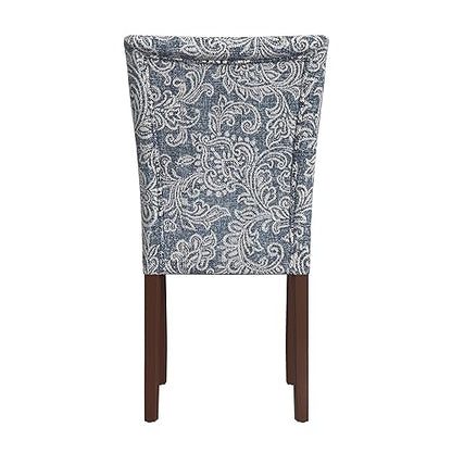 HomePop Classic Parsons Dining Chair -Denim Jacobean Print (Set of 2) - color: Denim Jacobean Print, style: Pack of 2