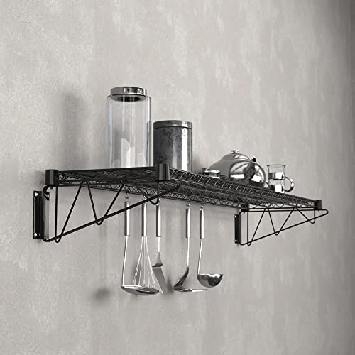 14" x 60" Black Epoxy Wire Wall Mount Shelf - color: Black, size: 14" x 60"