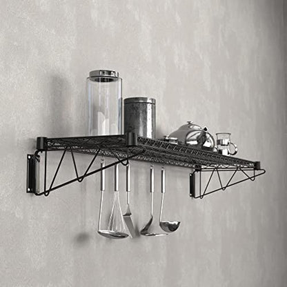 14" x 60" Black Epoxy Wire Wall Mount Shelf - color: Black, size: 14" x 60"