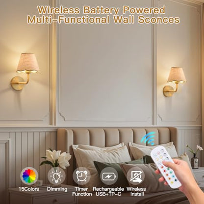 1 Pack Rattan Wall Sconces, Wall Light with Grass-Woven Lampshade for Bedroom Living Room Hallway Porch(PE001-RGB-5000 1 Pack) - size: 1-Pack