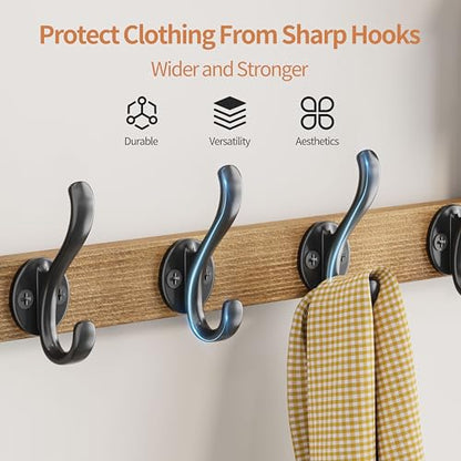 29 inch Coat Rack Wall Mount with Shelf, Entryway Wall Shelf with Hooks, Heavy Duty Coat Hanger Wall Mount with Key Holders and Mail Organizer for Living Room, Bedroom, Brown - color: Brown