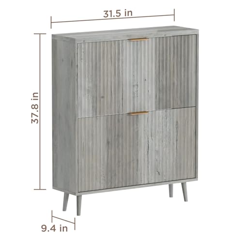 Shoe Cabinet Storage,Modern Freestanding Organizer with 2 Flip Drawers,Narrow Shoe Rack Cabinet for Entryway,Grey - color: Grey, size: 2-Drawers