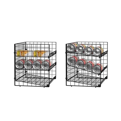3 Tier Stackable Can Rack Organizer, Adjustable Can Holder for Pantry | 2 Pack Rolling Can Dispenser for Canned Food, Soda & Drink Storage, Tiered Can Organizer for Kitchen Cupboard Cabinet - style: 3-Tier 2-Pack