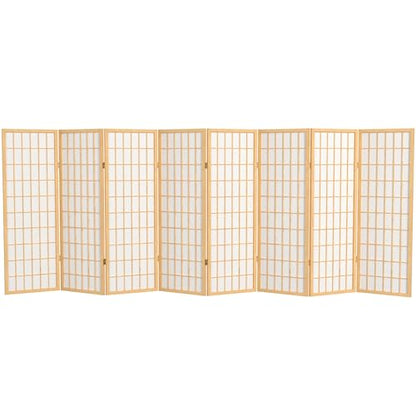 Red Lantern 4 ft. Short Window Pane Shoji Screen - Natural - 8 Panels - color: Natural, size: 8 Panels