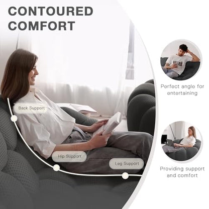 Modular Sectional Sofa,Bubble Couch Set,1 Seater+ Ottoman,Modern Upholstered Bean Bag Sofa Couch Mesh Fabric Lazy Floor Chair Living Roon Sets (Dark Gray) - color: Dark Gray, size: 48"+42"