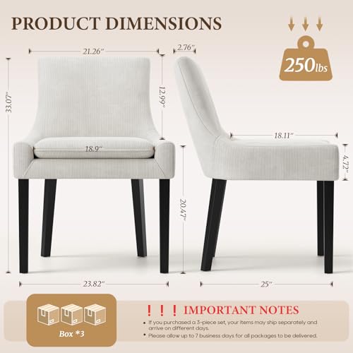 COLAMY Modern Dining Room Chairs Set of 6 with Mid Back and Wood Legs, Upholstered Kitchen Chairs for Dining Room/Living Room, Beige - color: Beige, size: Set of 6