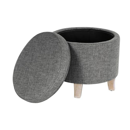 HomePop 19" Round Storage Ottoman - Gray Woven - color: Gray Woven
