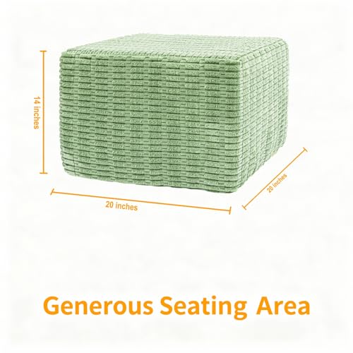 Asuprui Square Pouf Ottoman, Foot Rest for Couch Sofa,Sage Green, 20x14 in | Footstool Ottoman,Stuffed Pouf Ottoman,All-One Foam Filler, Footrest,Beanbag Chair,Floor Pouf for Living Room Wedding Bedroom - color: Sage Green