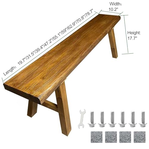 Small Entryway Indoor Narrow Bench Farmhouse Benches 31.5"/39.3"/47.2"/55.1"/59"/62.9"/70.8"/78.7" Length Solid Wood Living Room Kitchen Dining Benchs Skinny Noodle for Bedroom(31.5")