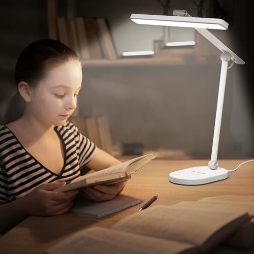 Honeywell HWT-H4 LED Desk Lamp, Eye-Caring, Dimmable, Auto Sensor | CRI97 Sunturalux LED, flicker-free eye care, 3 color temperatures, 5 brightness levels, auto dimming sensor, 60-min timer - color: White