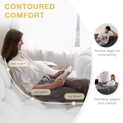 Modular Sectional Sofa,Bubble Couch Set,1 Seater+ Ottoman,Modern Upholstered Bean Bag Sofa Couch Mesh Fabric Lazy Floor Chair Living Roon Sets (Gray) - color: Light Grey, size: 48"+42"