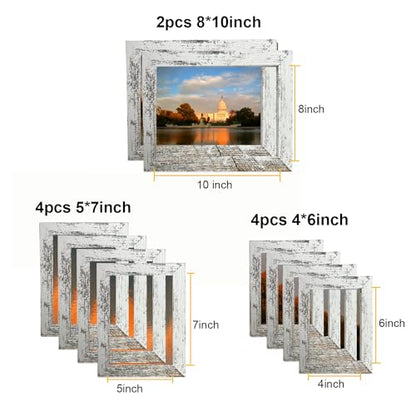 xnlkros Picture Frame Set 10 pack, Farmhouse Photo Frames, Gallery Wall Frame Collage, 8x10 5x7 4x6 Frames in 3 Different Finishes Picture Frames For Wall or Desk,Rustic White - color: Rustic White