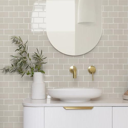 STICKGOO Subway Tile Peel and Stick Backsplash, Thicker Design 12" x 12" Stick on Backsplash Tiles for Kitchen, Bathroom, Wall Tile (10 Sheets, Light Gray Beige) - color: Light Gray Beige