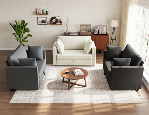 Convertible Loveseat Sofa Bed | Pull Out 78.7” Floor Couch Bed | Folding Sleeper Sofa Bed for Living Room, Apartment & Guest Room | Black - color: Black