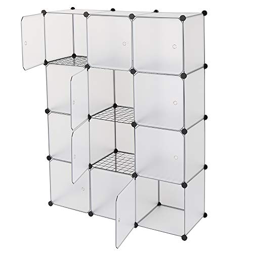 13.8 Inchs Cube Storage Organizer, Storage Cubes Shelves Bookshelf,Portable Closet Storage Shelves for Kids, Closet, Bedroom, Bathroom, Office White (12-Cube)