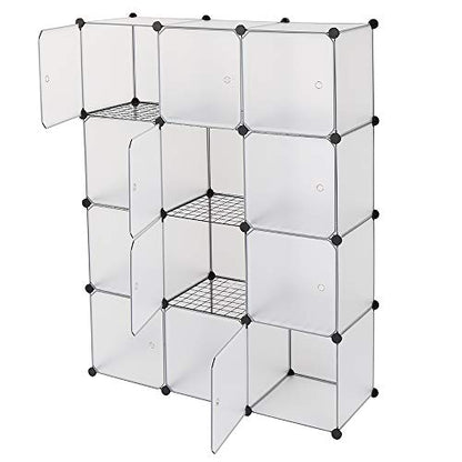 13.8 Inchs Cube Storage Organizer, Storage Cubes Shelves Bookshelf,Portable Closet Storage Shelves for Kids, Closet, Bedroom, Bathroom, Office White (12-Cube)