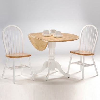 IC International Concepts 42" Solid Wood Drop Leaf Pedestal Dining Table - color: Natural/White