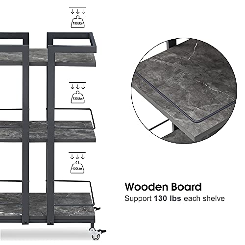 BarberPub 3-Tier Metal Rolling Salon Trolley Cart on Wheels, Grey 2033 - color: Grey