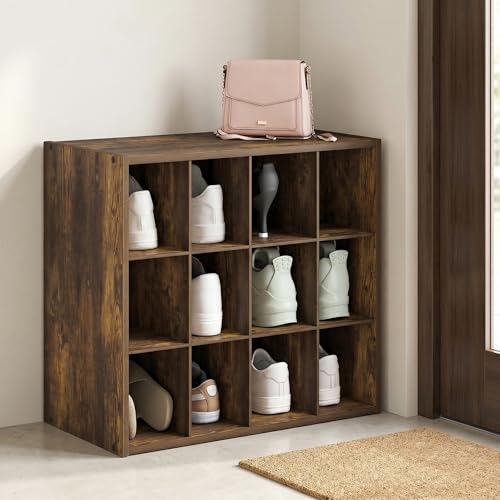15-Cube Shoe Organizer, Stackable Shoe Rack, Shoe Storage, 11.4 x 24.2 x 19.3, for Office, Closet Entryway, Garage, Amber Pine - color: Amber Pine, size: 15 Cube