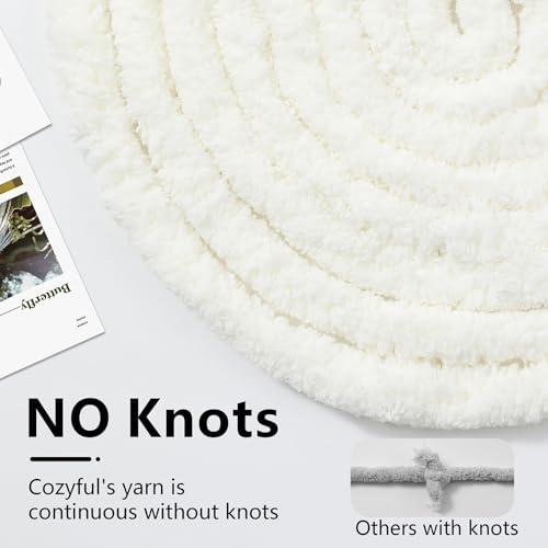 Cozyful Chunky Yarn for Hand Knitting - #10 Chunky Chenille Yarn, Jumbo Big Thick Chunky Yarns for Crocheting, Super Bulky Chunky Knit Blanket Yarns, 8 Skein (22yd, 8oz/Skein), Cream & Sage - color: Cream & Sage