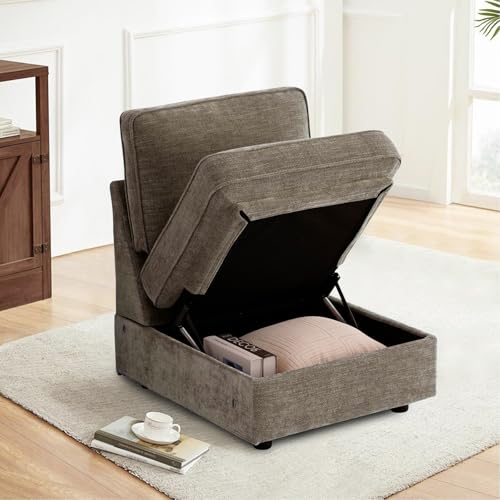 Middle Seat with Storage, Modular Sofa Couch, Brown - color: Brown, size: Middle Seat