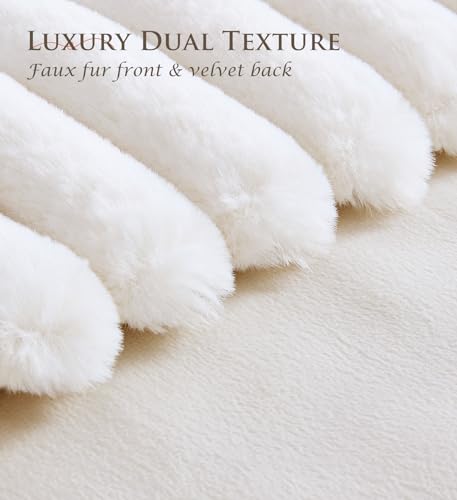 Pack of 2 Throw Pillow Covers 18x18 Decorative Solid Plush Faux Fur with Soft Velvet Back, Square Striped Cushion Cases Modern Farmhouse Home Decor for Living Room Couch Sofa Bed Cream White - color: 1-cream White, size: 18" x 18" (Pack of 2)