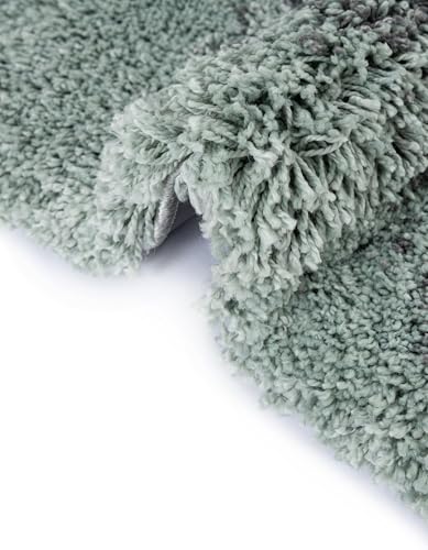 Rugs.com - Soft Touch Shag Rug – 4 Ft Round Sage Green Plush Shag Rug – Modern Abstract Swirl Design, Soft Texture for Bedrooms and Nurseries - color: Sage Green, size: 4' (Round)