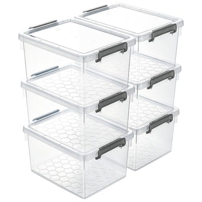 Citylife 22.2 Qt Ultra-Thick Clear Plastic Storage Bins with Lids, 6-Pack Stackable Straight-Wall Closet Organizers with Honeycomb Base & Pinch-Free Latches for Garage, Clothes & Holiday Decor - size: 22.2 QT, style: 6 Pack