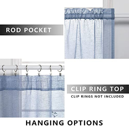 KOUFALL Nursery Curtains Baby Boys Room,Light Dusty Blue Sheer Classroom Curtains for Windows,63 Inch Length 2 Panel Set - color: Dusty Blue, size: 52"W x 63"L (Pack of 2)