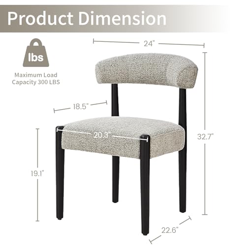 VKNOW Wooden Dining Chairs Set of 2 with Black Wood Legs, Curved Backrest | Modern Upholstered Dining Chairs with Thickened Cushion, Soft Chenille Fabric, for Dining Room/Kitchen, Brown - color: Brown(black Legs), size: Set of 2