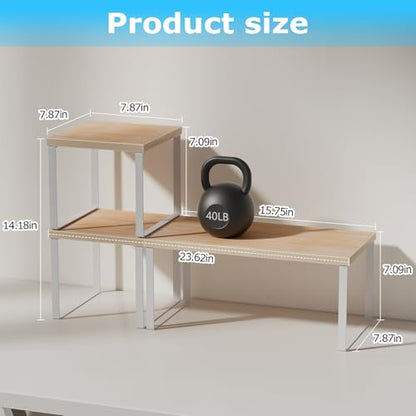 Aothia Wood Desktop Shelf for Top of Desk - 2-Tier Adjustable Bookshelf Organizer, Freestanding Stackable Shelves for Office, Home, Kitchen Counter (Oak) - color: Oak