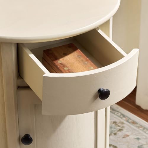 SAFAVIEH Furniture - Tabitha 1-Drawer Accent Table - Sand - Solid Wood - Farmhouse Storage Design - Ideal for Living Room, Entryway, Home Office, 17.7"W x 17.7"D x 26"H - Fully Assembled (AMH5712G) - color: Sand