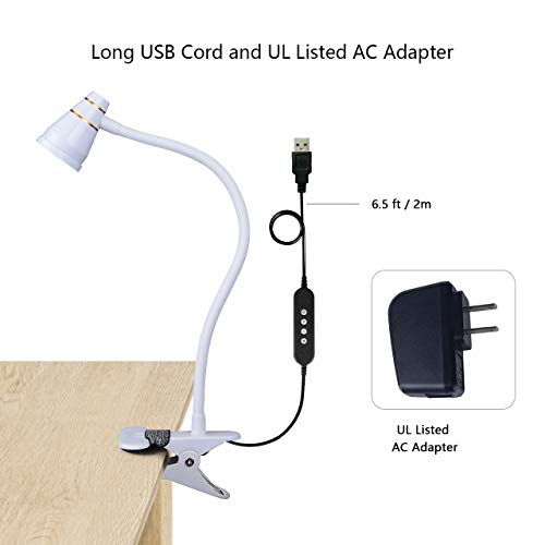 LED Clip Desk Lamp, Headboard Light with Strong Clamp, Bed Reading Light with 3000k-6500K Adjustable Color Temperature Options for Brighter Illumination (Milky White) - color: Milky White