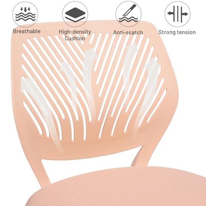 Desk Chair Armless for Kids, Height Adjustable Small Study Computer Task Chair for Student Children Teens with Wheels, Small Office Chair Compact Rolling with Mesh Cushion and Plastic Low-Back, Rose - color: Rose