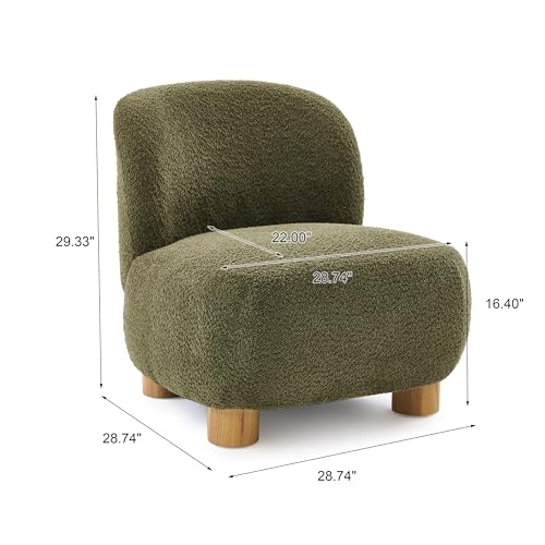 Christopher Knight Home Modern Low Profile Accent Chair for Living Room, Boucle Upholstered Armless Chair with Rubberwood Legs, Comfy Lounge Armchair, Plush Cloud-Like Seating for Bedroom, Olive Green - color: Olive Green