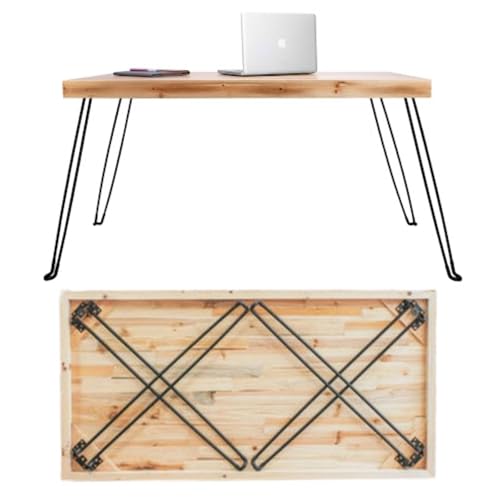 The Portland Folding Table - Lightweight Portable Wood Desk | Small Wooden Foldable Design, No Assembly Required - color: Birch, size: 43 x 22