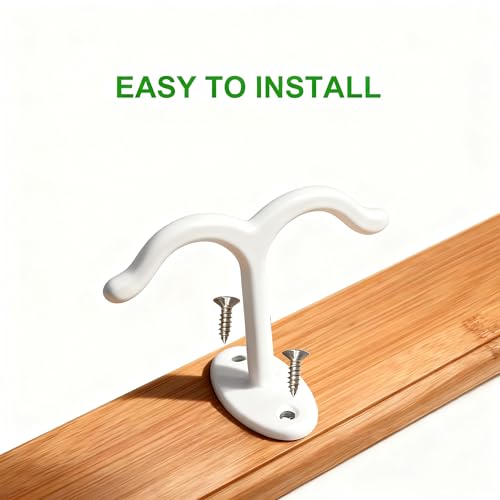 10 Pcs Zinc Alloy Ceiling Double Hook Cabinet Wardrobe Coat Towel Hat Hook Hooks Under Cabinet Shelf (White) - color: White