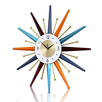 FIELDY Large Wall Clock 31 Inch Mid Century Wall Clocks Starburst Clock Non Ticking Battery Operated 3D Wall Clocks Home Décor for Living Room, Kitchen, Dining Room, Bedroom - size: Large