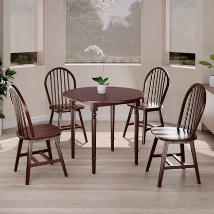 Winsome Sorella 5-pc Set Round Drop Leaf Table, Walnut - color: Walnut, size: Table + 4 Chairs