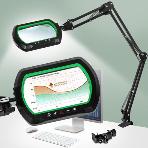 12X Rectangle 3-Section Magnifying Glass with Light and Clamp-Green | 5 Color Mode & Stepless Dimming LED Lamp, Ultra Long Hands-Free Lighted Magnifier for Workbench Reading Craft Hobby Sewing - color: 12x, size: Green