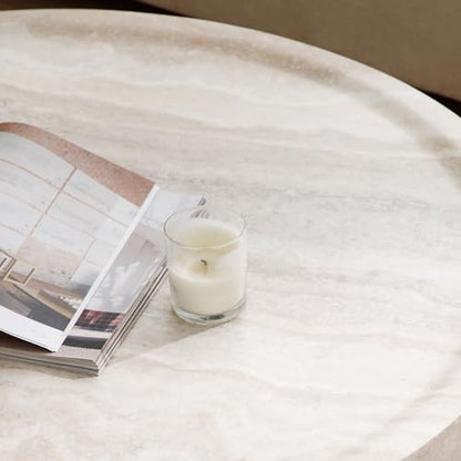 Round Faux Marble Fiberglass Drum Coffee Table, 31.49in Mars, No Assembly - color: 31.49'' Mars Pattern